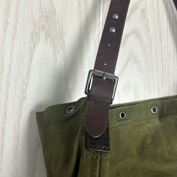 Treasure & Bone Army Green Brown Leather Canvas Shoulder Bag - Picture 3 of 9